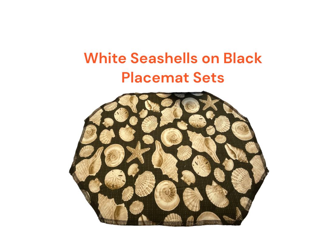 Seashells on Black Placemat Sets