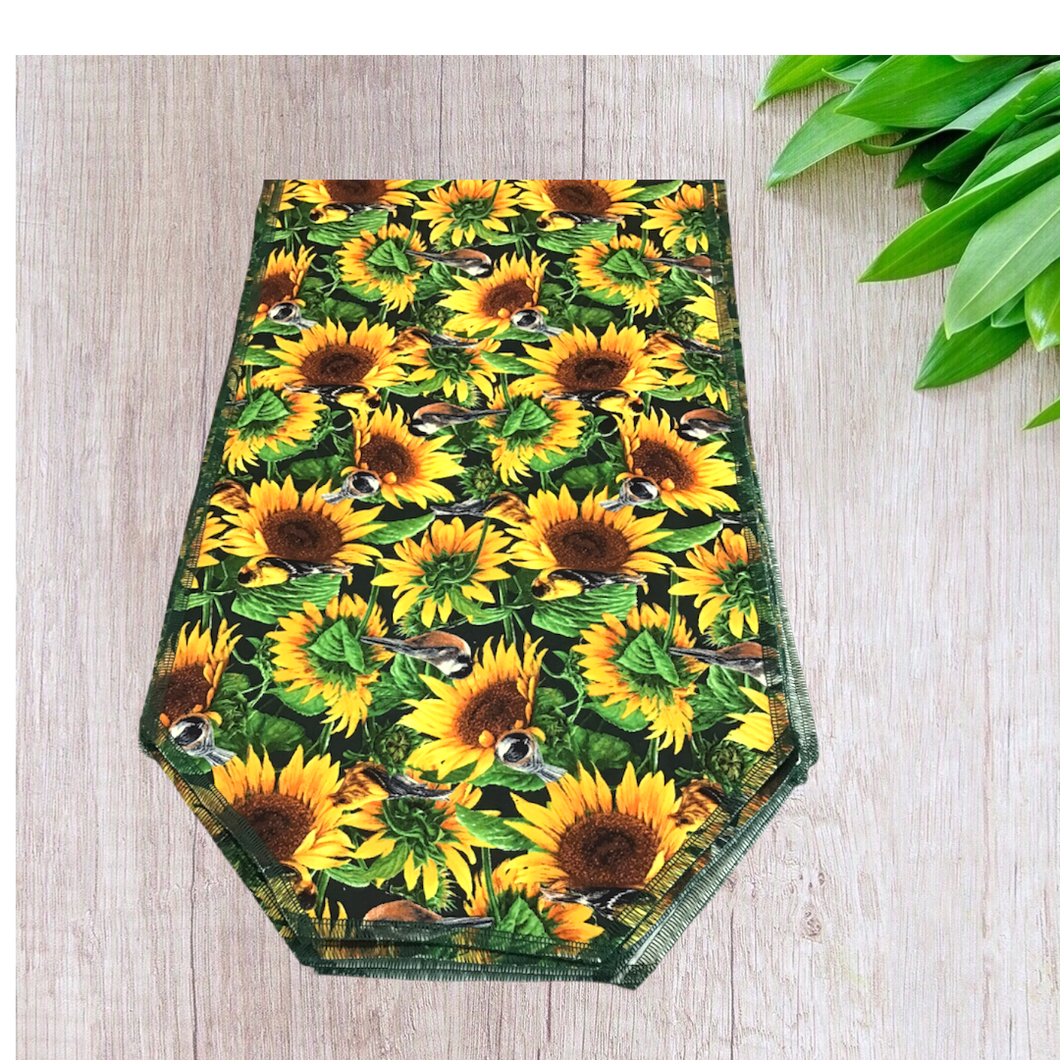 Sunflowers with dark green background Table Runners