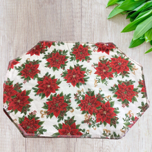 Load image into Gallery viewer, Poinsettia with Beige Background Placemat Set
