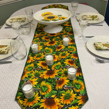 Load image into Gallery viewer, Sunflowers with dark green background Table Runners

