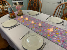 Load image into Gallery viewer, Easter Bunnies with Purple Background Table Runner
